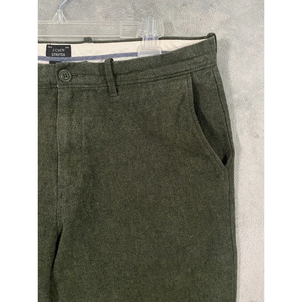 J.Crew Chino Pants Mens 34x30 Olive Green Stretch Slim Straight Trousers Preppy
